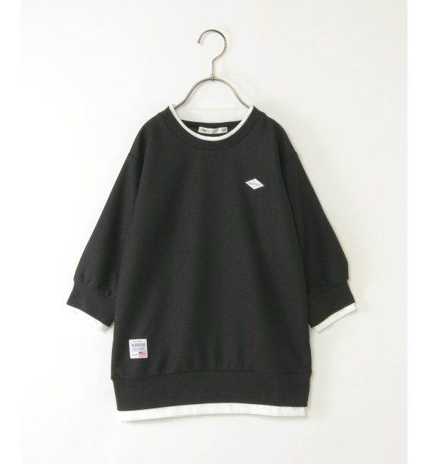 ikka kids「【親子コーデ】ピケレイヤード7分袖Tトレ（120~160cm）」|Tシャツ・カットソー|ブラック