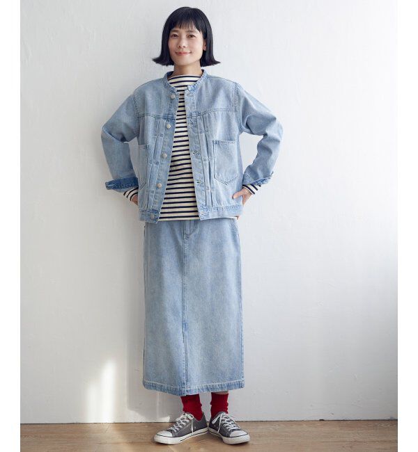 Lbc with Life「ＬＢＣデニムノーカラージャケット」|ブルゾン・スタジャン|