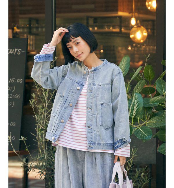 Lbc with Life「ＬＢＣデニムノーカラージャケット」|ブルゾン・スタジャン|