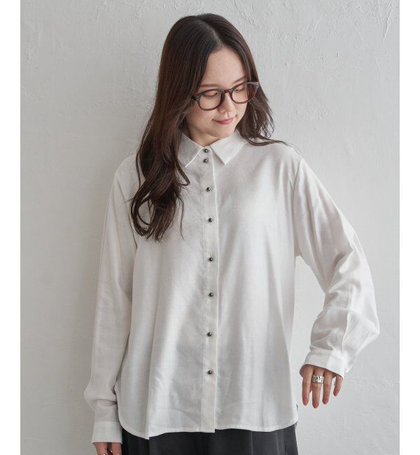 Lbc with Life「綿レーヨンメタルボタンシャツ」|シャツ・ブラウス|