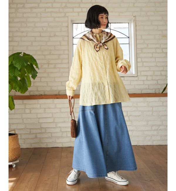 Lbc with Life「デニムコットンワークフレアスカート」|スカート|