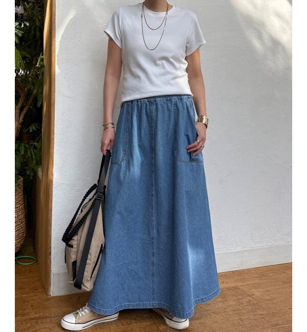 Lbc with Life「デニムコットンワークフレアスカート」|スカート|