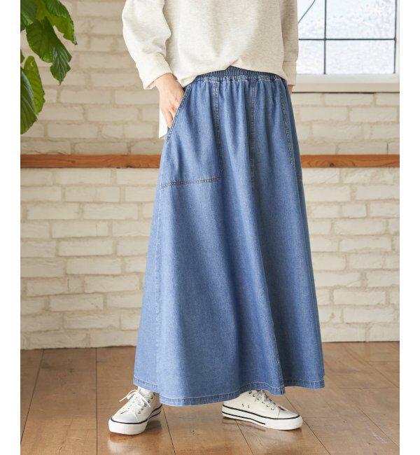 Lbc with Life「デニムコットンワークフレアスカート」|スカート|