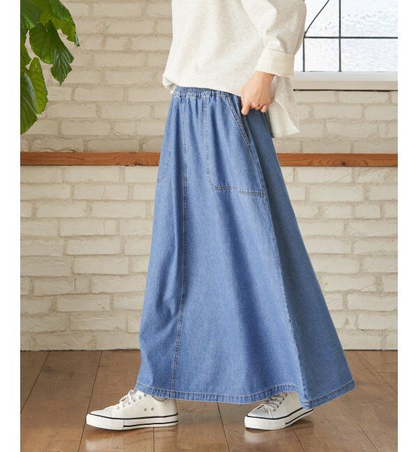 Lbc with Life「デニムコットンワークフレアスカート」|スカート|