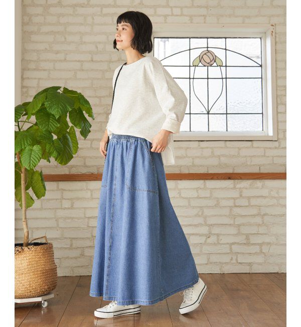 Lbc with Life「デニムコットンワークフレアスカート」|スカート|