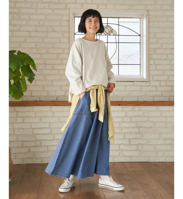 Lbc with Life「デニムコットンワークフレアスカート」|スカート|