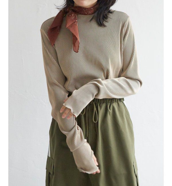 VENCE share style「ツートーン指穴開きトップス」|その他|ベージュ