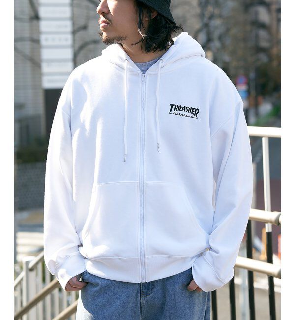 VENCE share style「THRASHER スラッシャー ジップパーカー」|カーディガン|ホワイト