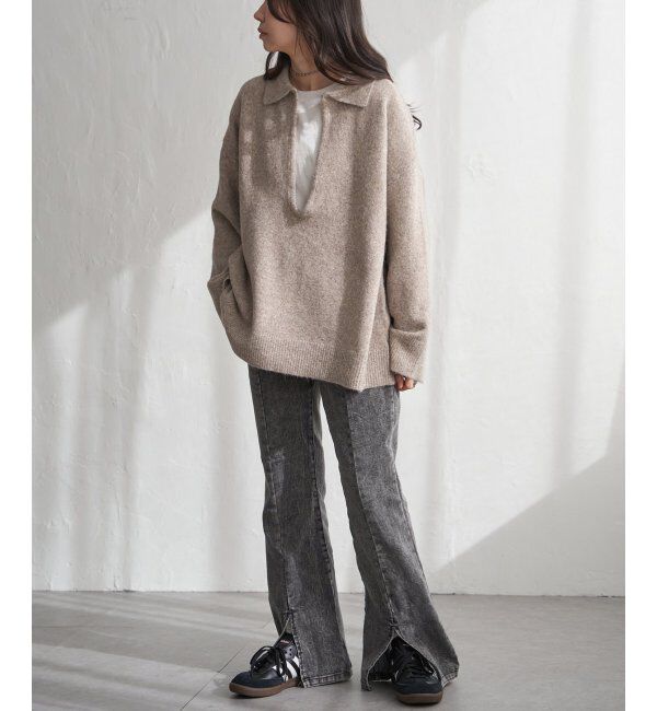 VENCE share style「杢ニットポロニット」|ニット・セーター|