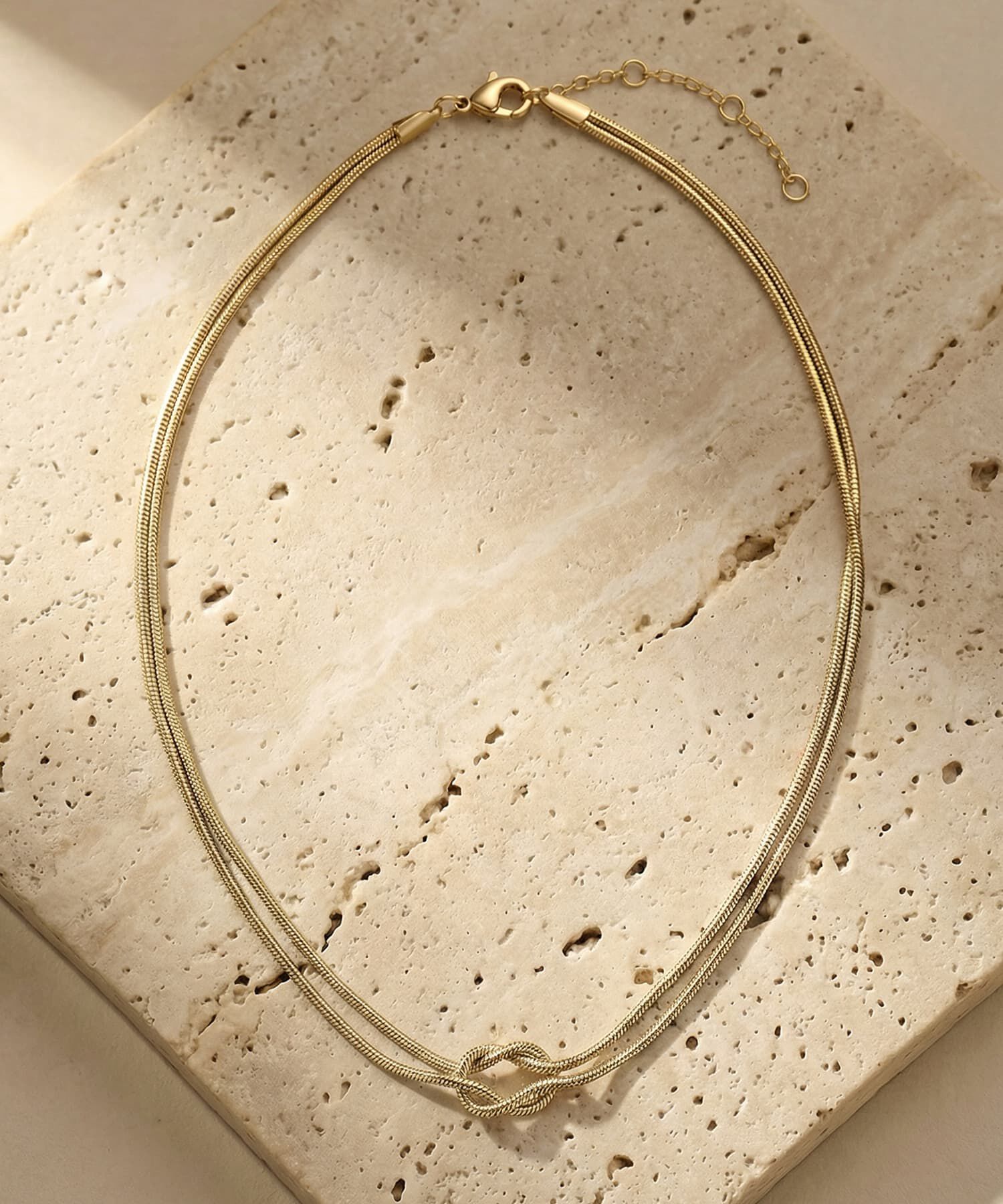 STYLE DELI「【DELI by】ノットデザインダブルラインネックレス」|ネックレス|ゴールド