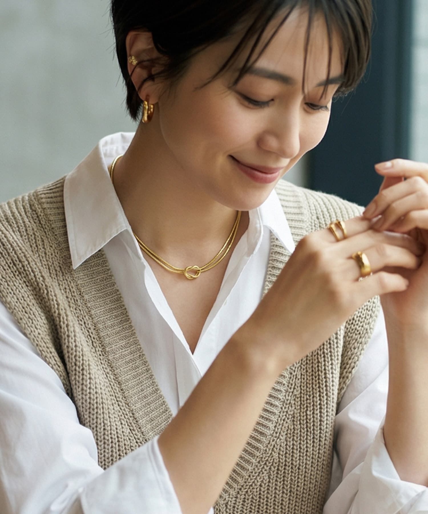 STYLE DELI「【DELI by】ノットデザインダブルラインネックレス」|ネックレス|