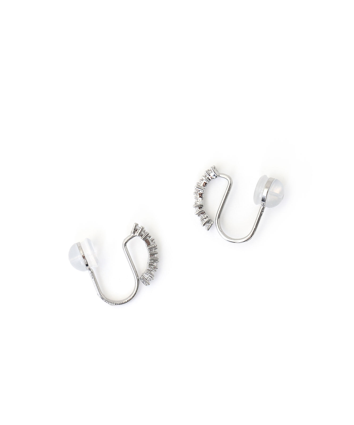  「セミフープ ラインストーン樹脂イヤリング」|イヤリング|