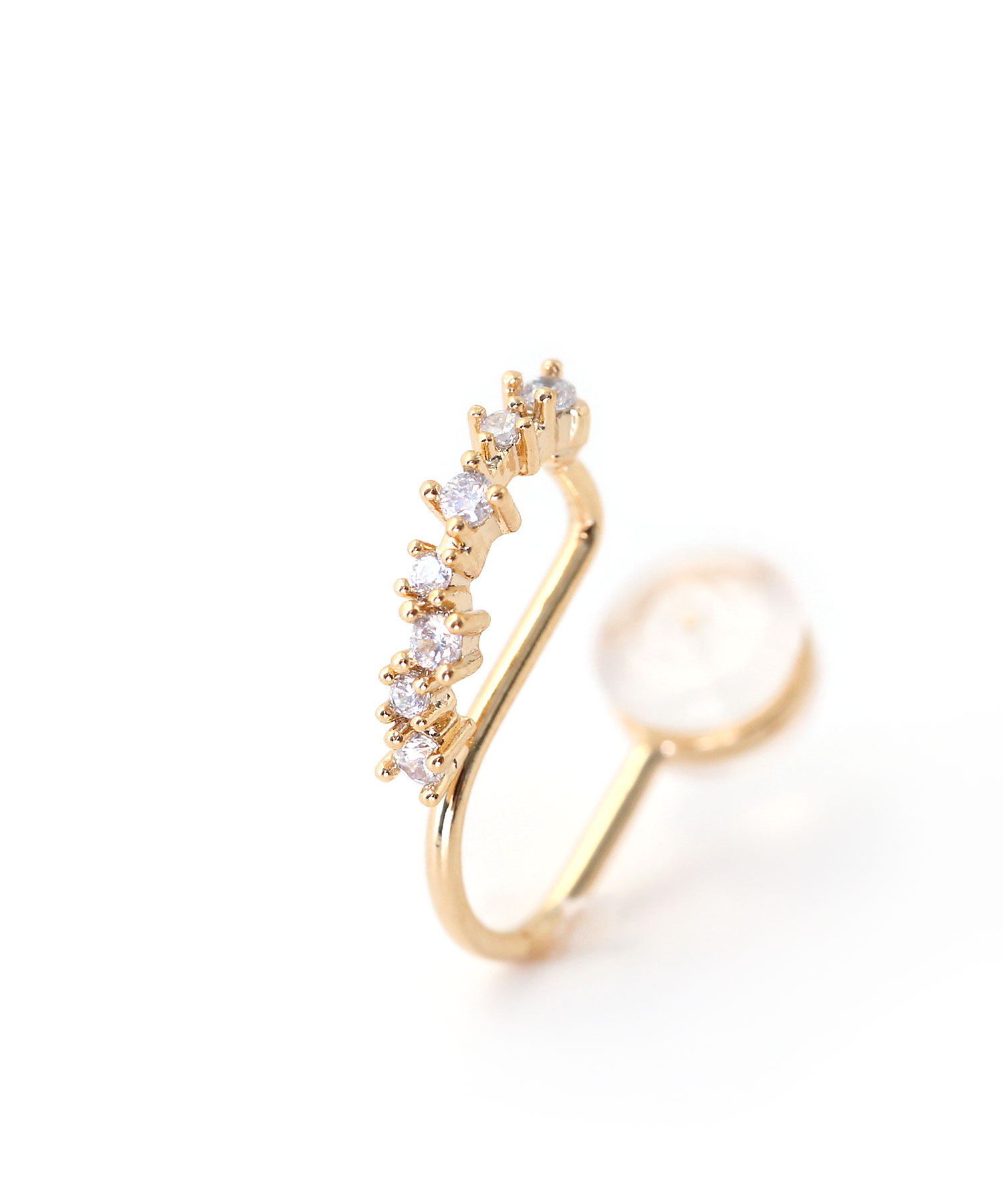  「セミフープ ラインストーン樹脂イヤリング」|イヤリング|