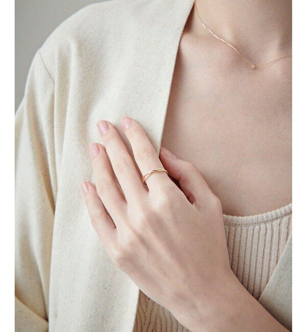 ete「[レイヤード] K10YG クロス リング」|リング|