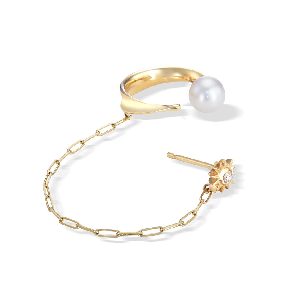 STAR JEWELRY「CHAIN PIERCED EARRING & EAR CUFF」|ピアス|