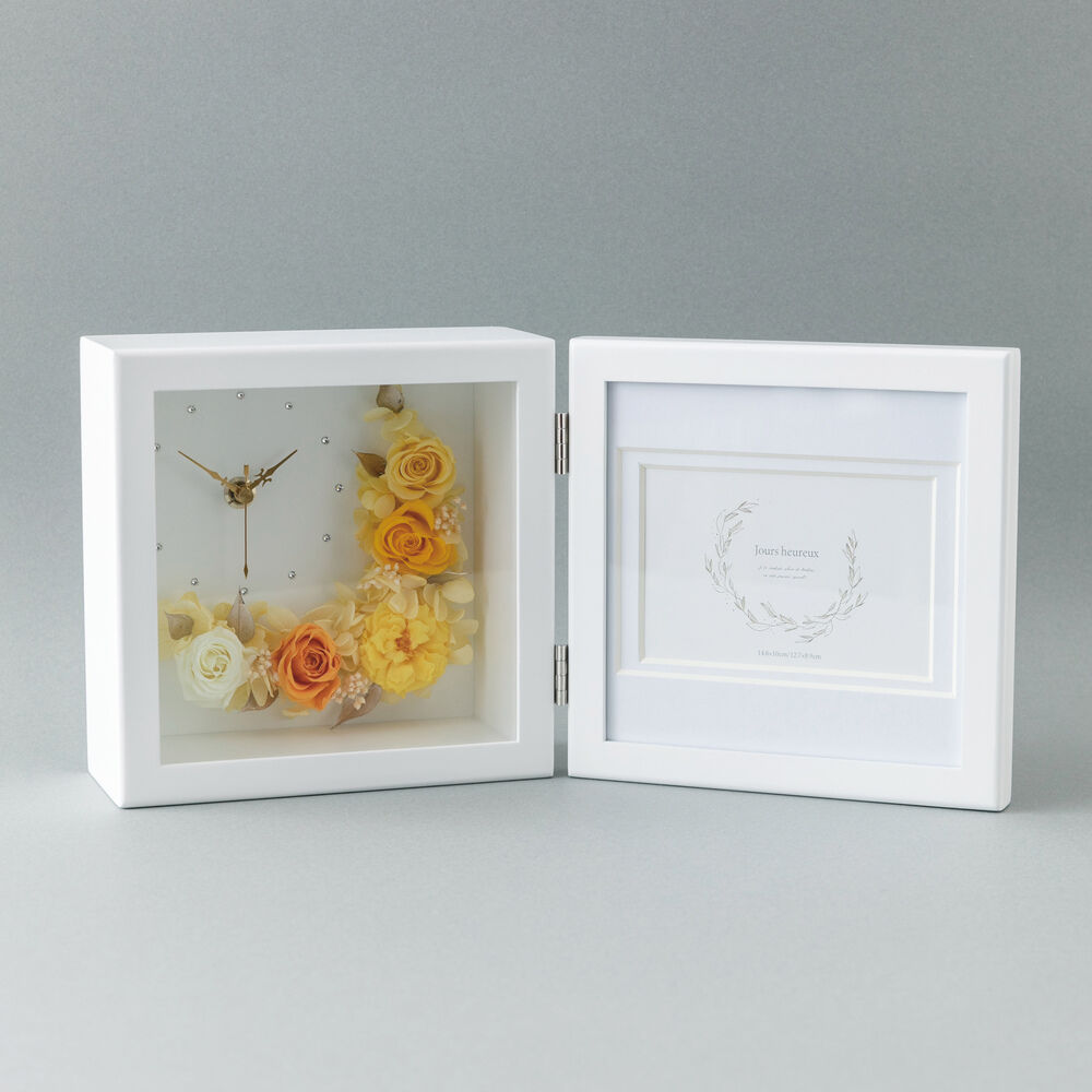 BACKYARD FAMILY「プリザーブドフラワー 写真立て 通販 フォトフレーム お手入れ不要 お手入れ簡単 時計付き」|その他|イエロー2