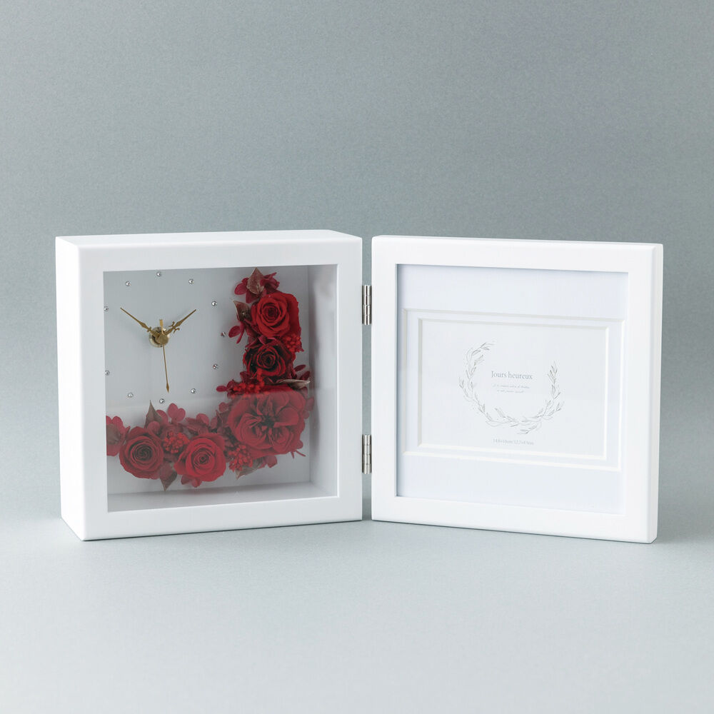 BACKYARD FAMILY「プリザーブドフラワー 写真立て 通販 フォトフレーム お手入れ不要 お手入れ簡単 時計付き」|その他|レッド2