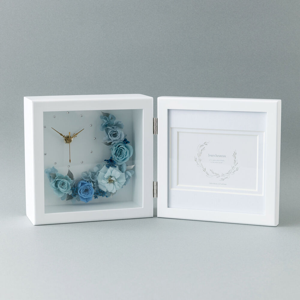 BACKYARD FAMILY「プリザーブドフラワー 写真立て 通販 フォトフレーム お手入れ不要 お手入れ簡単 時計付き」|その他|ブルー1