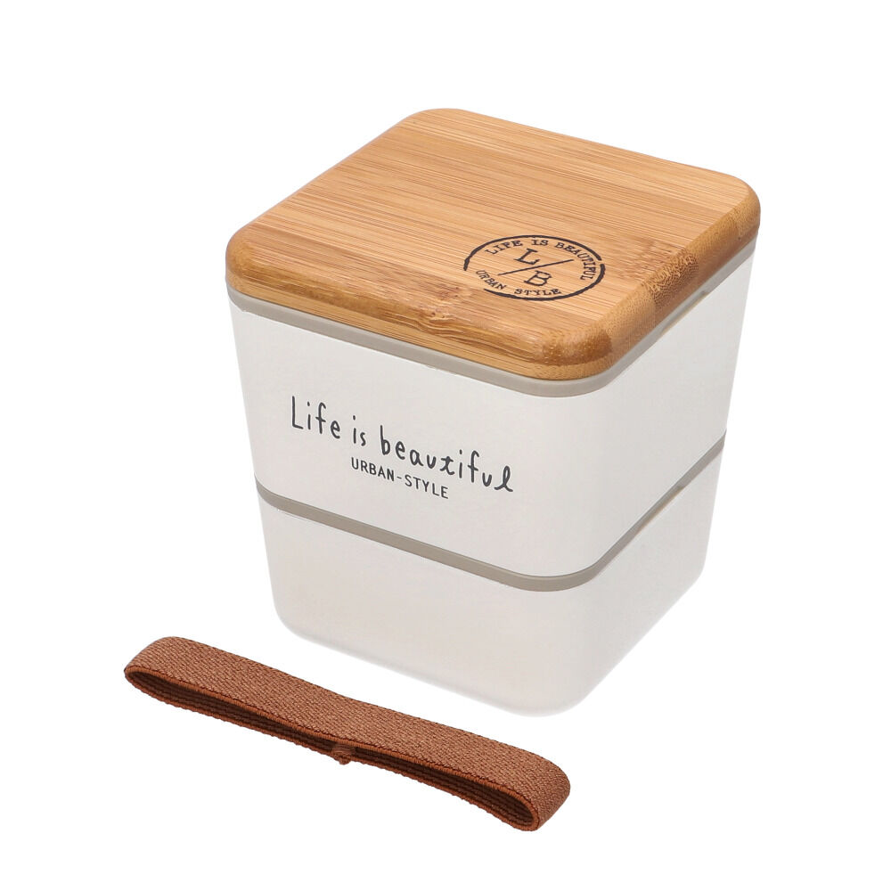 BACKYARD FAMILY「弁当箱 2段 通販 日本製 600ml 2段弁当箱 ランチボックス スクエア レンジ対応」|食器・キッチングッズ|ホワイト1