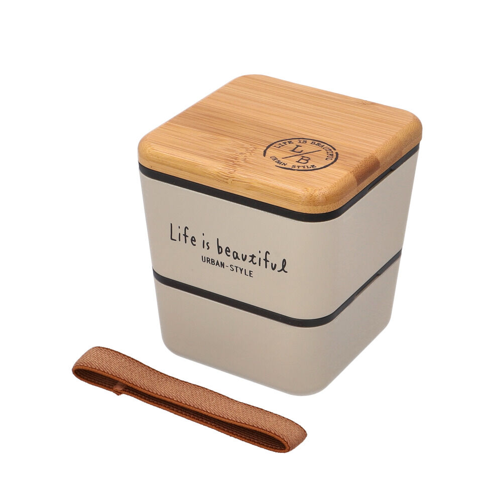 BACKYARD FAMILY「弁当箱 2段 通販 日本製 600ml 2段弁当箱 ランチボックス スクエア レンジ対応」|食器・キッチングッズ|グレー1