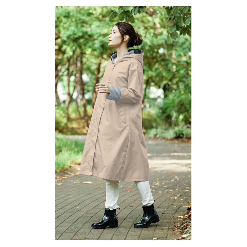 BACKYARD FAMILY「レインコート レディース 雨具 通販 レインウェア レインウエア カッパ 雨衣 合羽 取り外し可能」|レインコート|ベージュ1