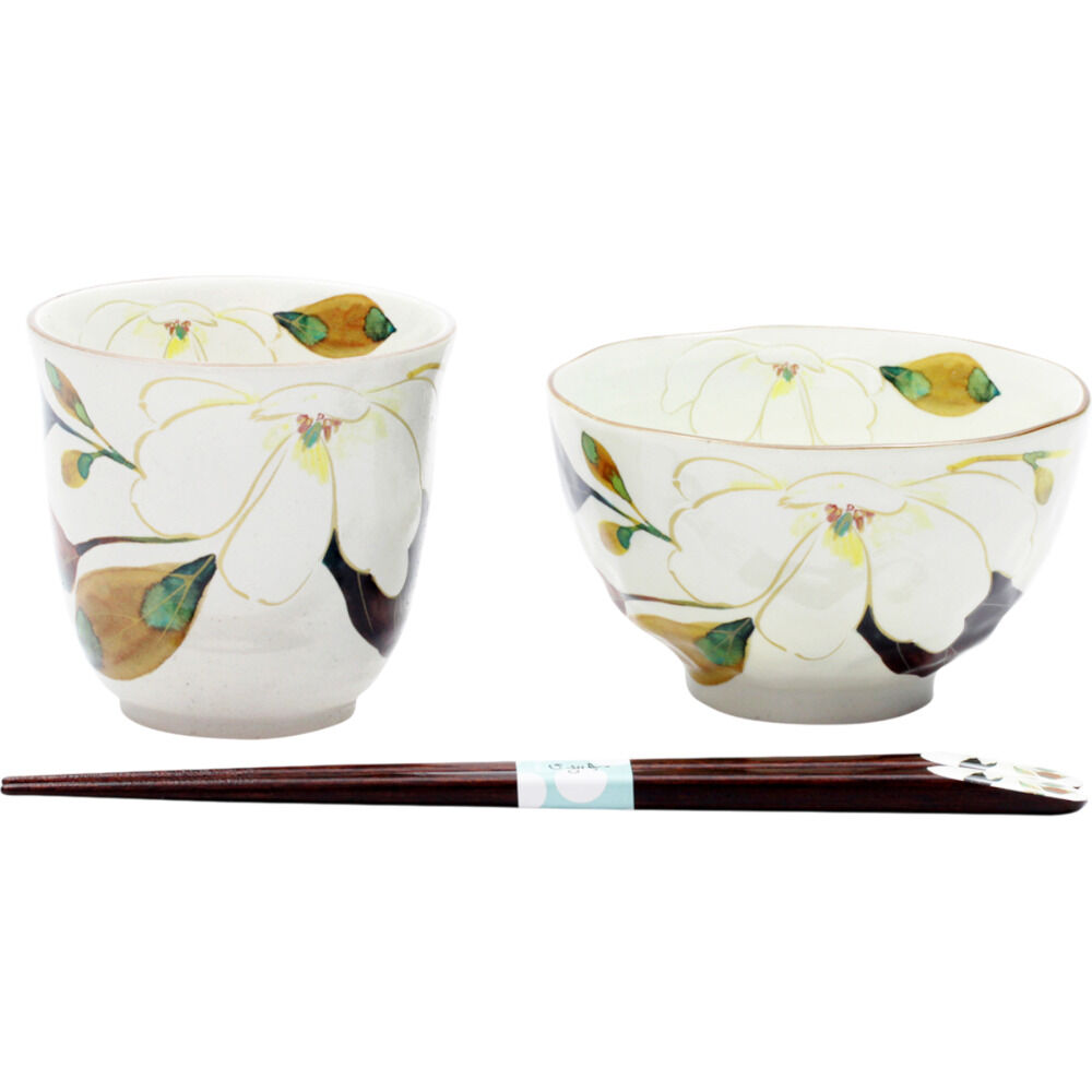 BACKYARD FAMILY「美濃焼 茶碗 湯呑 箸 セット 通販 花ものがたり 和藍 日本製 和食器セット 食器 飯椀 湯呑み」|食器・キッチングッズ|ホワイト1