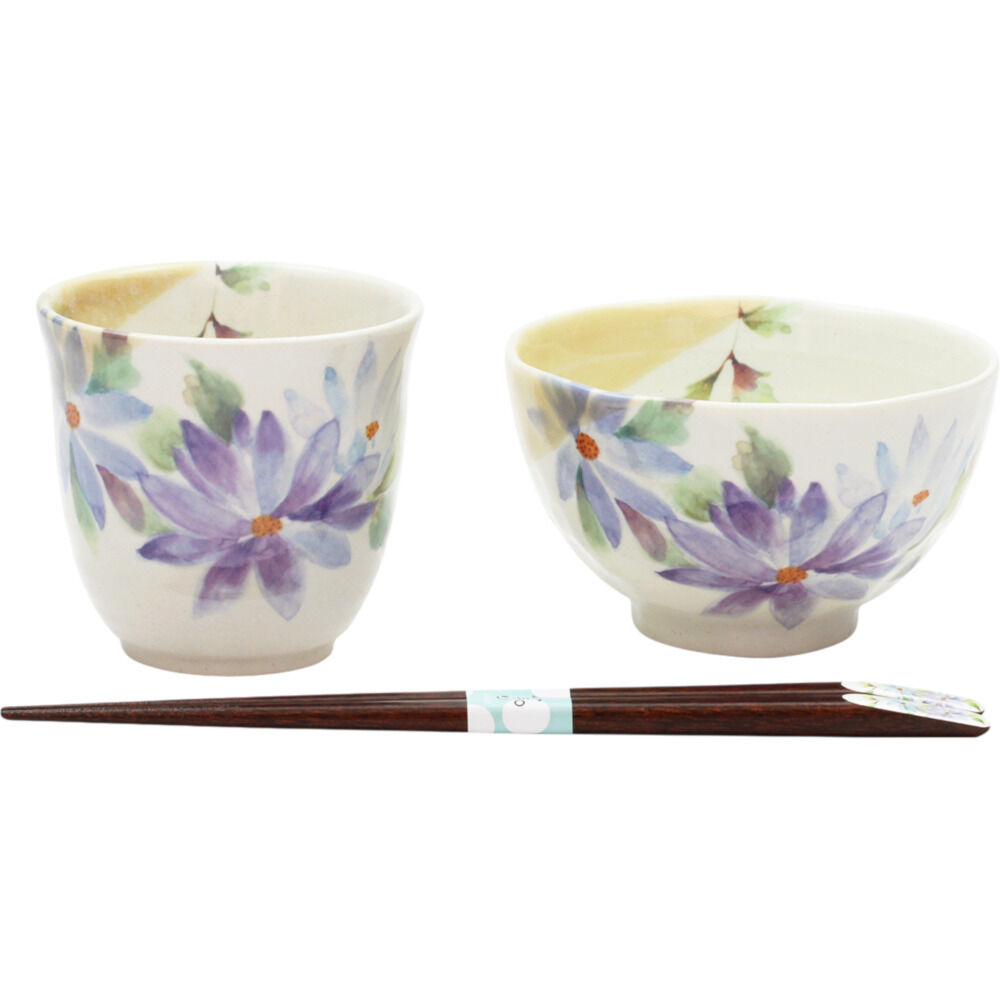 BACKYARD FAMILY「美濃焼 茶碗 湯呑 箸 セット 通販 花ものがたり 和藍 日本製 和食器セット 食器 飯椀 湯呑み」|食器・キッチングッズ|パープル1
