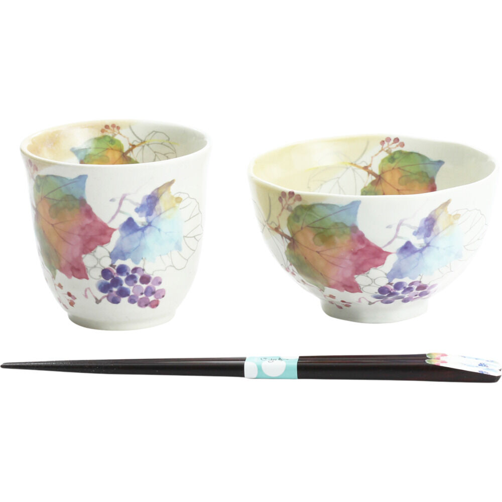 BACKYARD FAMILY「美濃焼 茶碗 湯呑 箸 セット 通販 花ものがたり 和藍 日本製 和食器セット 食器 飯椀 湯呑み」|食器・キッチングッズ|パープル3