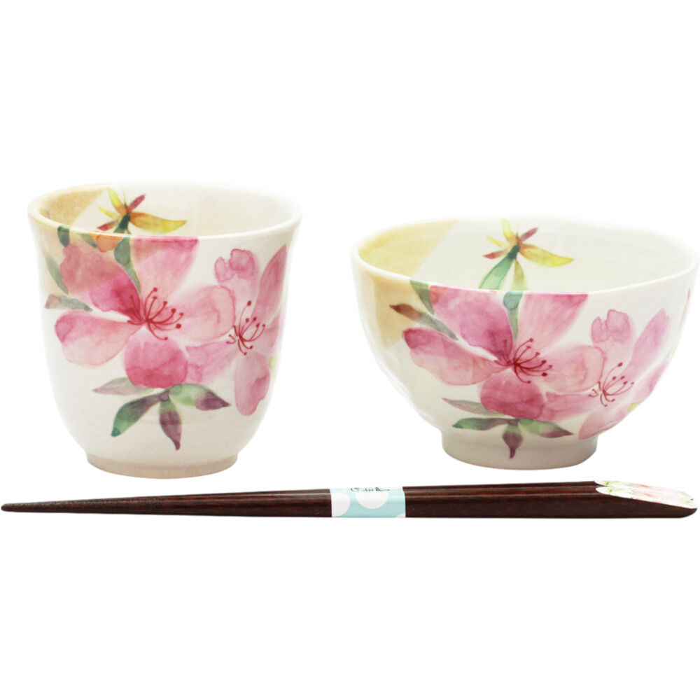 BACKYARD FAMILY「美濃焼 茶碗 湯呑 箸 セット 通販 花ものがたり 和藍 日本製 和食器セット 食器 飯椀 湯呑み」|食器・キッチングッズ|ピンク2