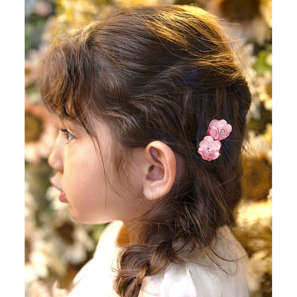 BACKYARD FAMILY「Rora ヘアクリップ キッズ 2個セット 通販 ローズメル お花 フラワー ラインストーン」|その他|ピンク1