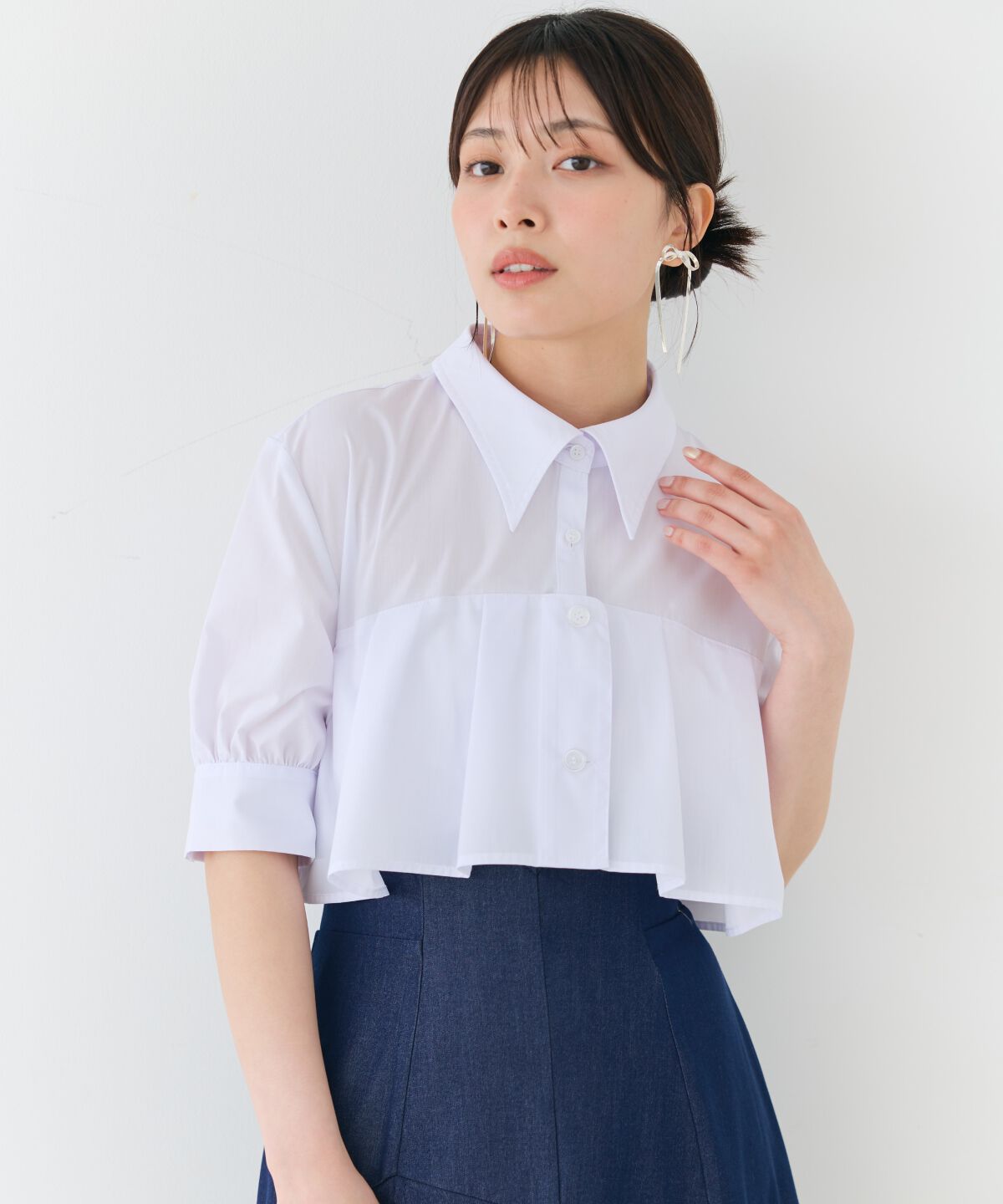 アンドクチュール「ヨークデザインハーフスリーブシャツ」|シャツ・ブラウス|