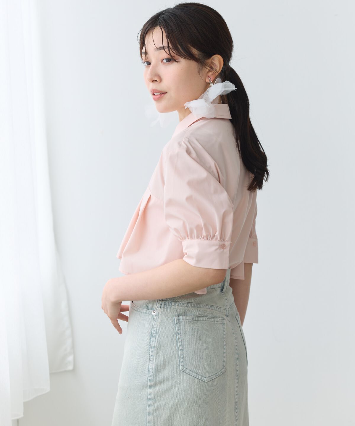 アンドクチュール「ヨークデザインハーフスリーブシャツ」|シャツ・ブラウス|