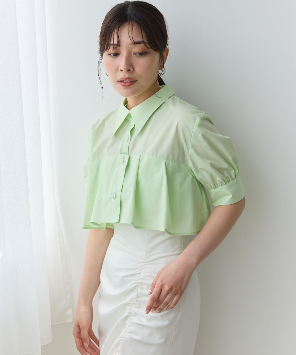 アンドクチュール「ヨークデザインハーフスリーブシャツ」|シャツ・ブラウス|