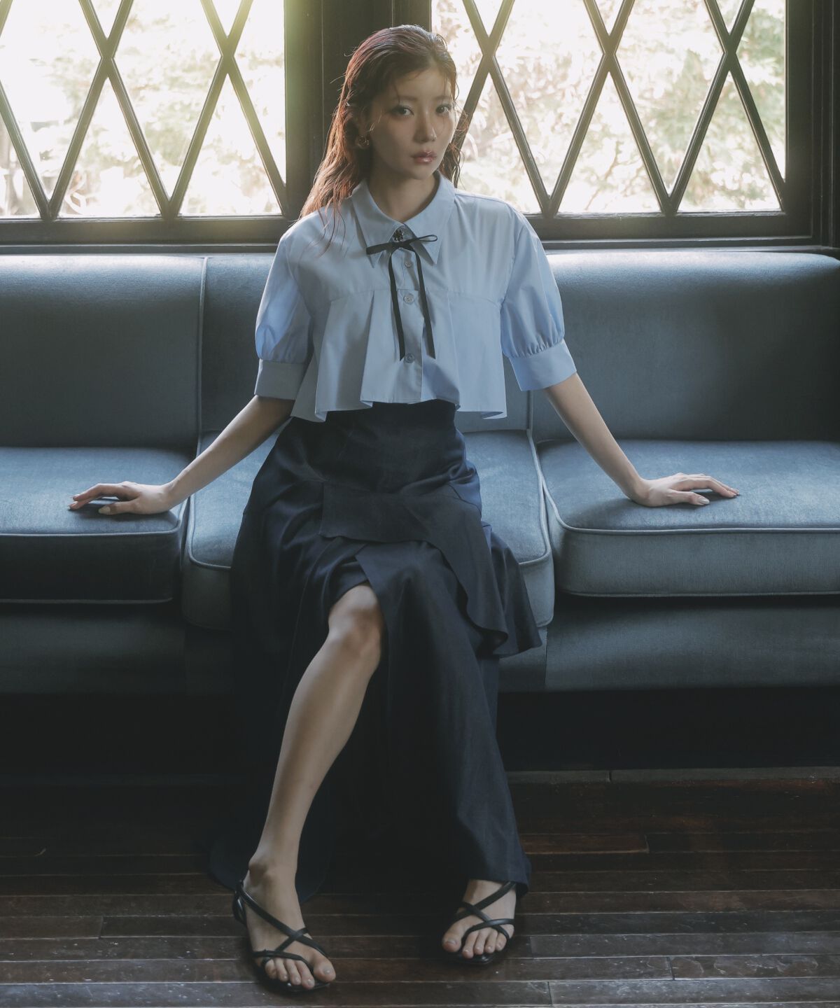 アンドクチュール「ヨークデザインハーフスリーブシャツ」|シャツ・ブラウス|