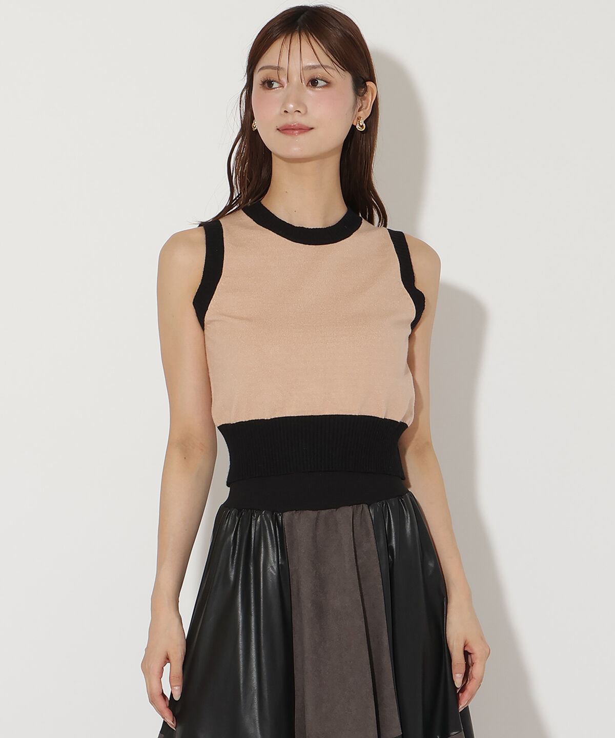 アンドクチュール「バイカラーアンサンブルニット」|カーディガン|