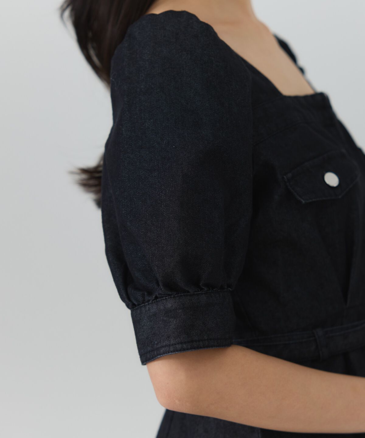 REDYAZEL「フロントジップスクエアネックフレアワンピース」|ワンピース|