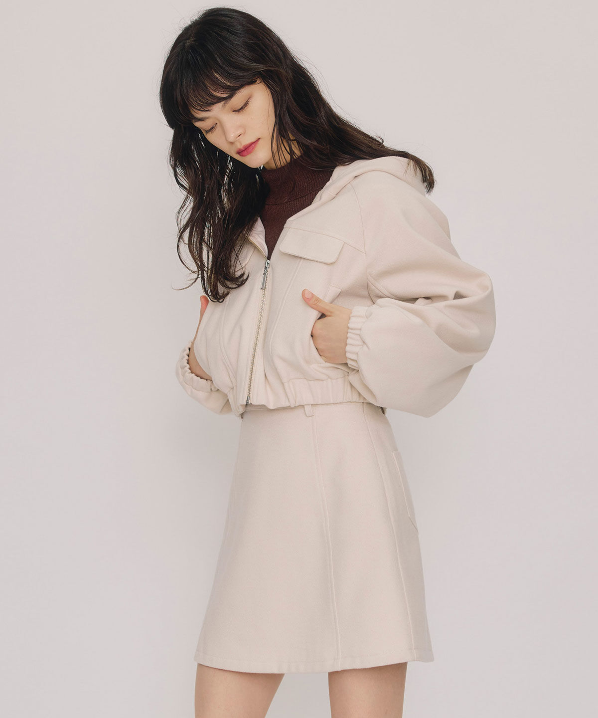 REDYAZEL「ビッグスリーブフードショートブルゾン」|ブルゾン・スタジャン|