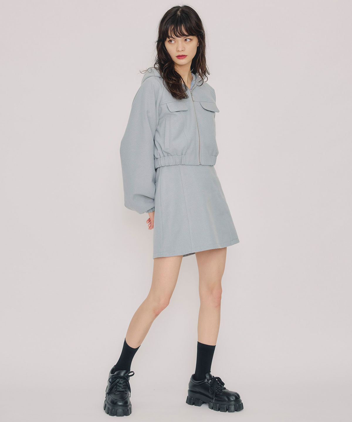 REDYAZEL「ビッグスリーブフードショートブルゾン」|ブルゾン・スタジャン|