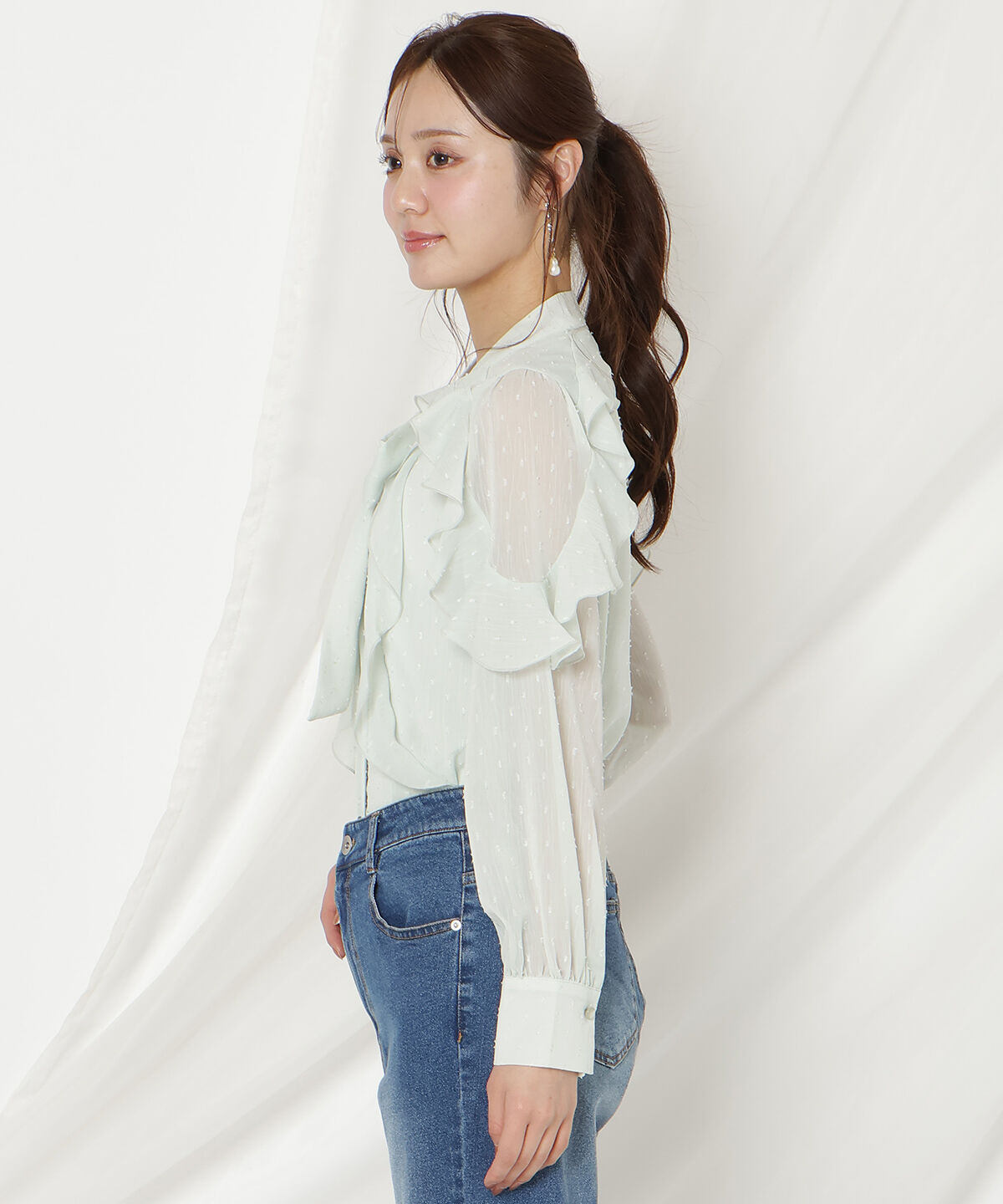 WILLSELECTION「ドビードットフリルブラウス」|シャツ・ブラウス|