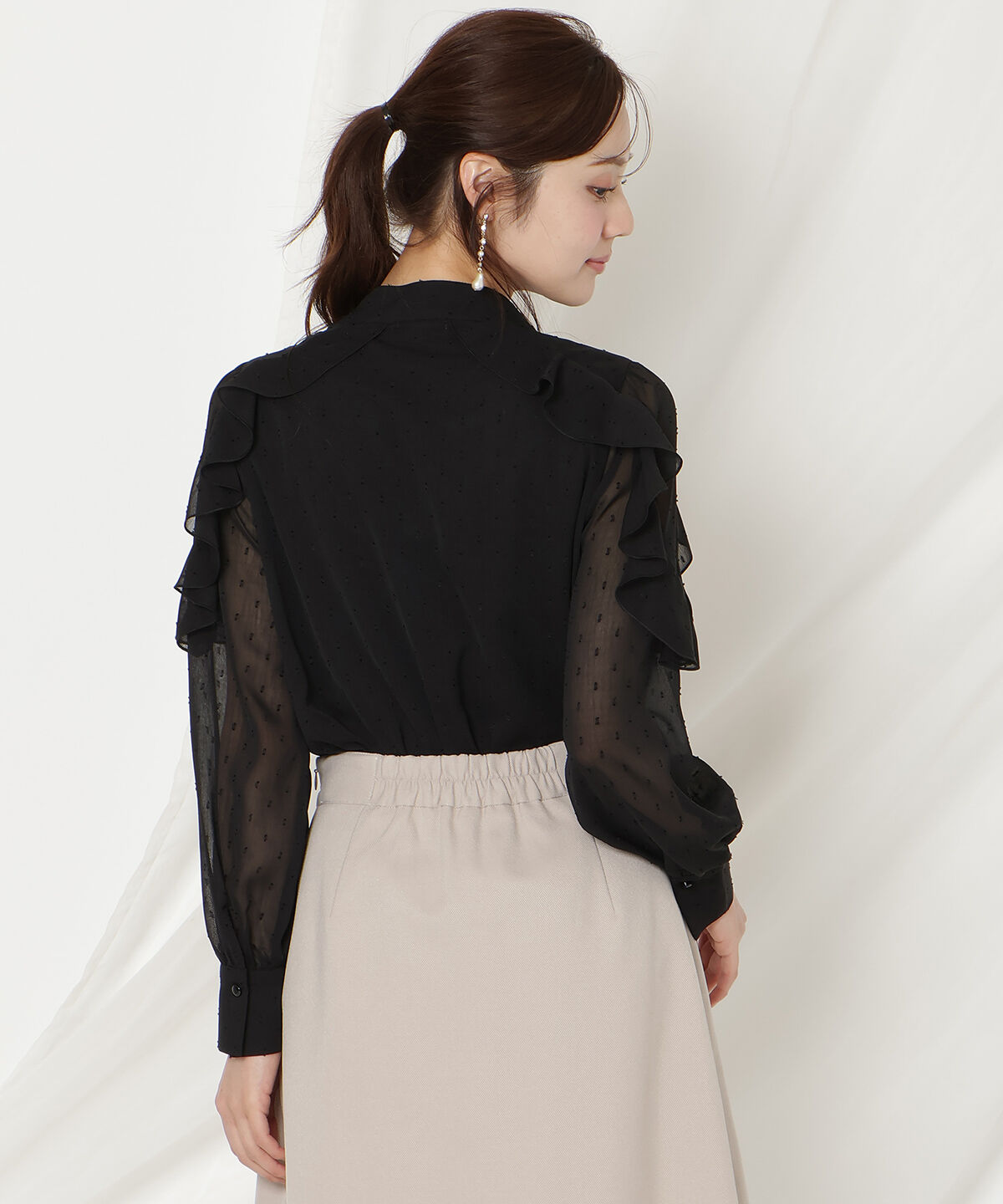 WILLSELECTION「ドビードットフリルブラウス」|シャツ・ブラウス|