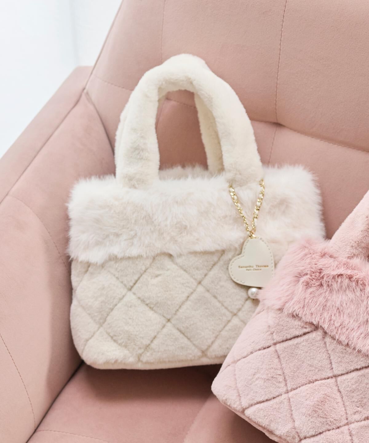 Samantha Thavasa Petit Choice「キルティングファーバッグ」|ショルダー・メッセンジャー|オフホワイト