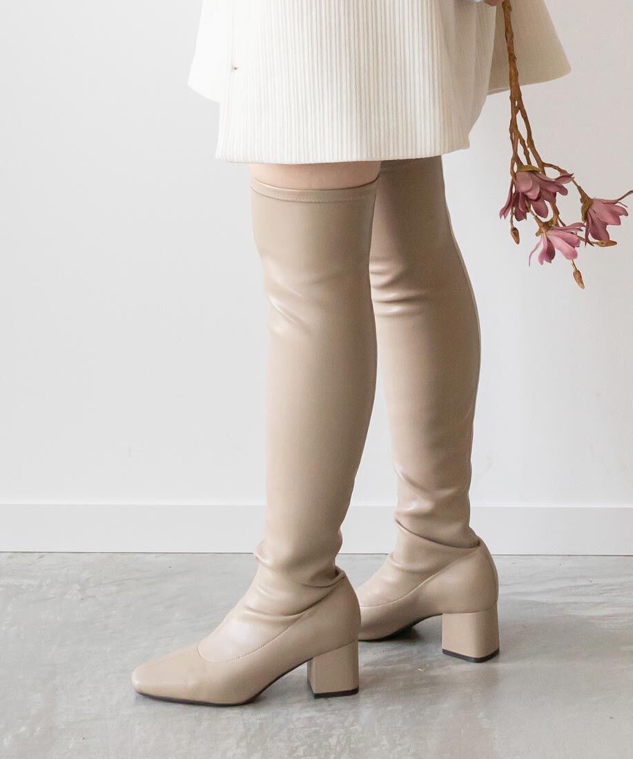  「晴雨兼用 ストレッチニーハイブーツ」|ロングブーツ|