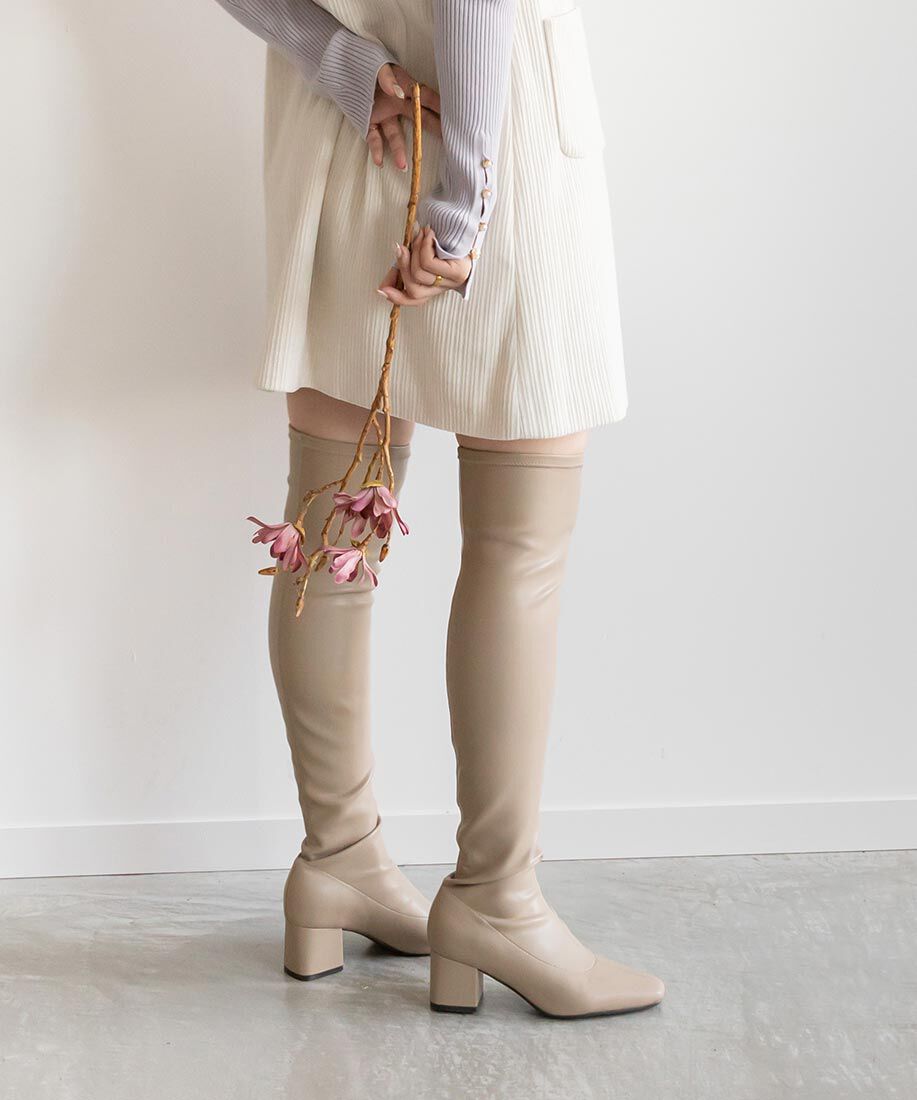  「晴雨兼用 ストレッチニーハイブーツ」|ロングブーツ|