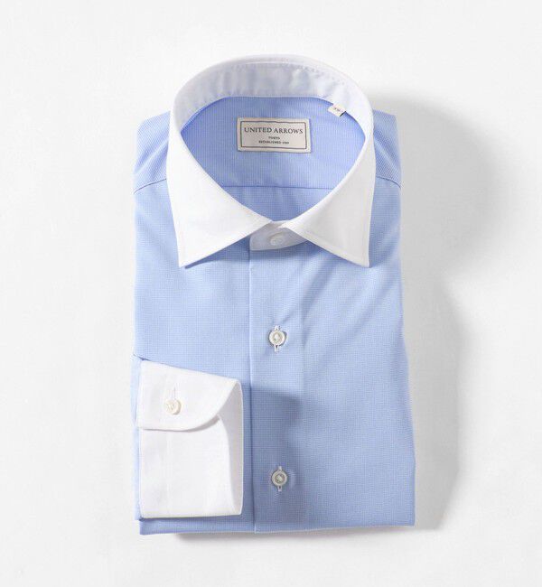 UNITED ARROWS「イージーケア AG マイクロチェック セミワイド クレリックカラーシャツ -抗菌防臭-」|シャツ・ブラウス|LT.BLUE