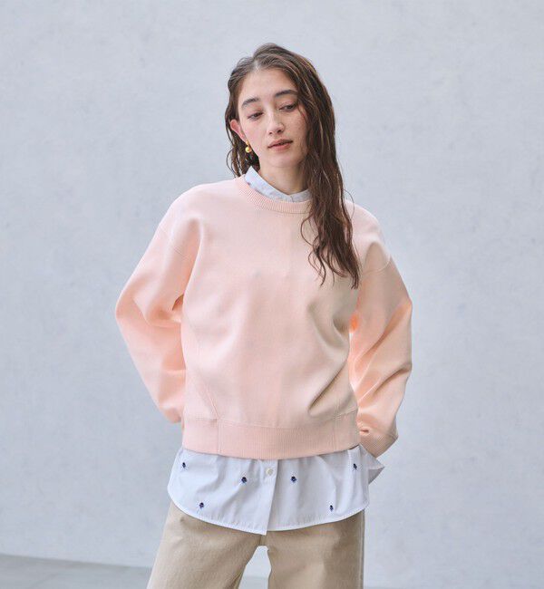 UNITED ARROWS「スウェットライク クルーネックニット ‐ウォッシャブル‐」|ニット・セーター|LT.PINK