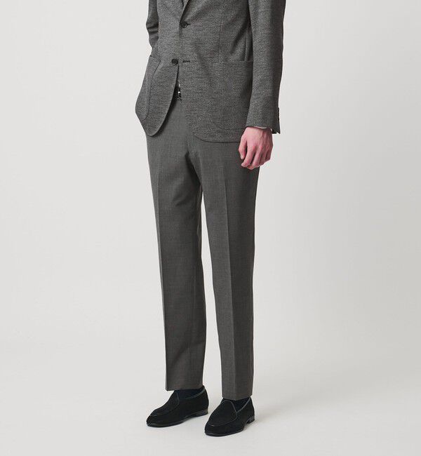 UNITED ARROWS「トロピカル サイドエクステンド ノープリーツ スラックス COMFORT EASY‐MODEL ウォッシャブル タテヨコス」|スラックス|DK.GRAY