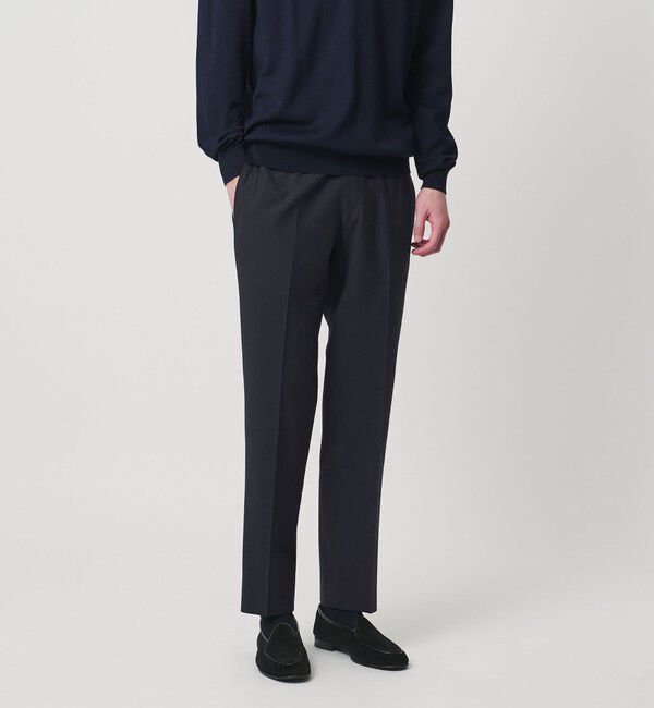 UNITED ARROWS「トロピカル サイドエクステンド ノープリーツ スラックス COMFORT EASY‐MODEL ウォッシャブル タテヨコス」|スラックス|NAVY