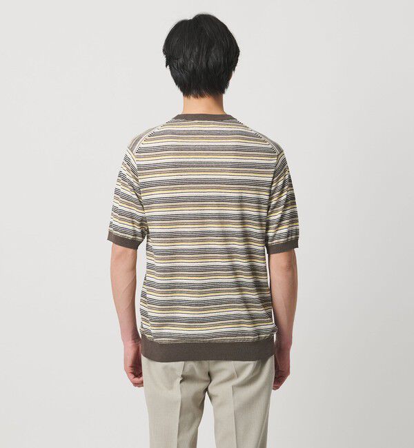 UNITED ARROWS「リネンコットン マルチボーダー ニット Tシャツ」|Tシャツ・カットソー|