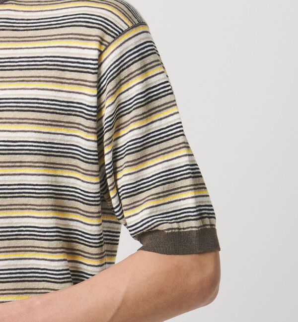UNITED ARROWS「リネンコットン マルチボーダー ニット Tシャツ」|Tシャツ・カットソー|