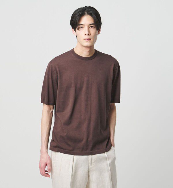 UNITED ARROWS「コットン ニット Tシャツ」|Tシャツ・カットソー|DK.BROWN